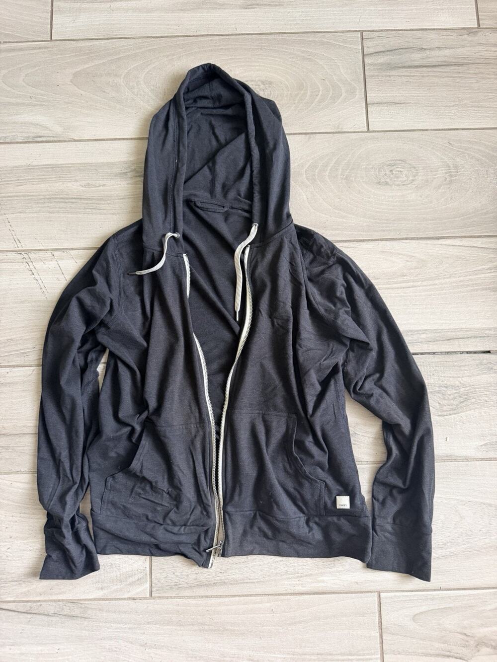 Vuori Charcoal Zip Up Hoodie Sz M ? See Measurements Broken Zipper